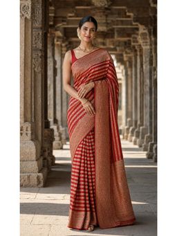 Anjaneya Sarees - Red Woven Designer Banarasi Silk Kanjivaram Saree