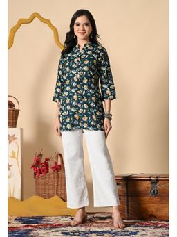 Rimika - Women Navy Blue Floral Printed Straight Kurti