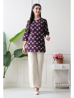 Rimika - Women Violet Printed Straight Kurti