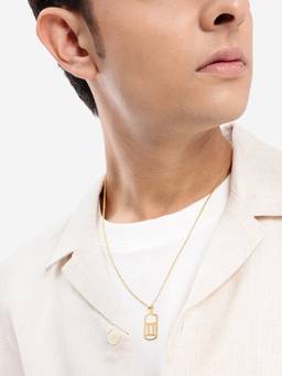 Carlton London - Men 18kt Gold Plated Gemini Zodiac Necklace