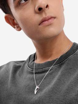 Carlton London - Men Rhodium Plated Shark Tooth Necklace