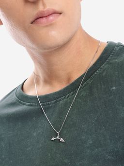 Carlton London - Men Rhodium Plated Dumbbell Necklace
