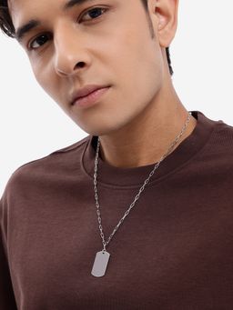 Carlton London - Men Rhodium Plated Dog Tag Necklace