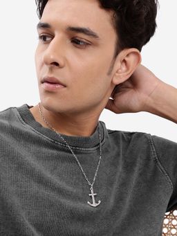 Carlton London - Rhodium Plated Anchor Necklace