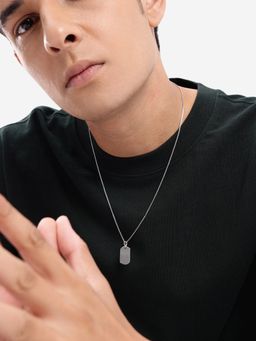 Carlton London - Men Rhodium Plated Dog Tag Necklace
