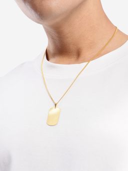 Carlton London - Men 18kt Gold Plated Dog Tag Necklace