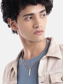 Carlton London - Men 18kt Gold Plated Dangling Bar Necklace