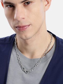 Carlton London - Men Silver Plated Cable Link Chain Necklace