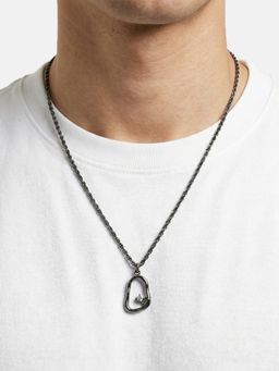 Carlton London - Men Black Asymmetric Organic Loop Necklace