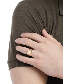 Carlton London - Men 18kt Gold Plated Square Signet Ring