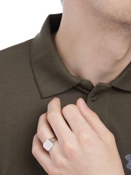Carlton London - Men Rhodium Plated Square Signet Ring