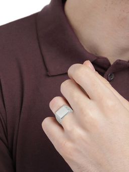 Carlton London - Men Rhodium Plated Signet Ring