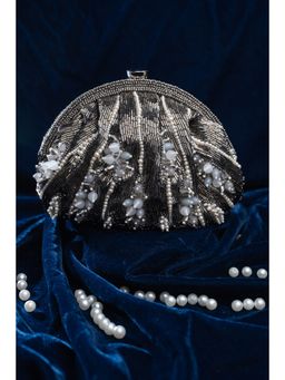 Nayaab by Sonia - Women Bead Blooms Grey Silver Potli