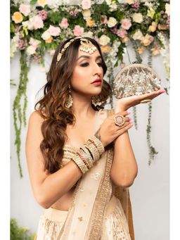 Nayaab by Sonia - Women Bead Blooms Silver Shimmer Potli