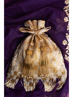 Nayaab by Sonia - Women Shades Of Gold Tassel Potli
