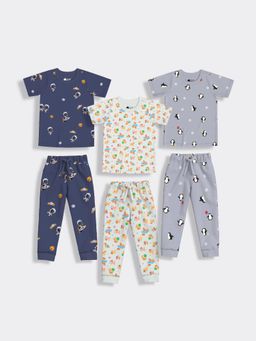 Orange Sugar - Half Sleeves T-Shirt & Joggers Furry Space & Penguin (Set of 3)