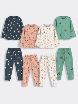 Orange Sugar - Full Sleeves T-Shirt & Joggers Frosty Garden Jungle & Hot Air (Set of 4)