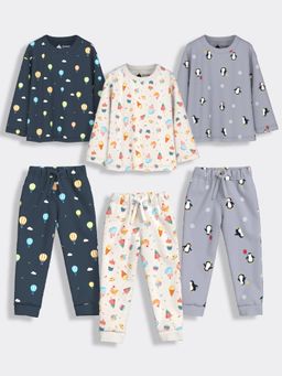 Orange Sugar - Full Sleeves T-Shirt & Joggers Frosty Penguin & Hot Air (Set of 3)