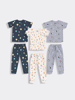 Orange Sugar - Half Sleeves T-Shirt & Joggers Frosty Penguin & Hot Air (Set of 3)