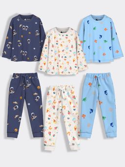 Orange Sugar - Full Sleeves T-Shirt & Joggers Frosty Space & Underwater (Set of 3)