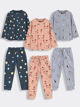 Orange Sugar - Full Sleeves T-Shirt & Joggers Garden Hot Air & Penguin (Set of 3)