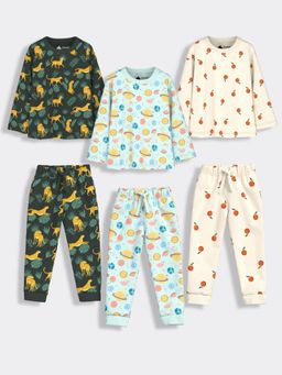 Orange Sugar - Full Sleeves T-Shirt & Joggers Galaxy Orange & Cheetah (Set of 3)