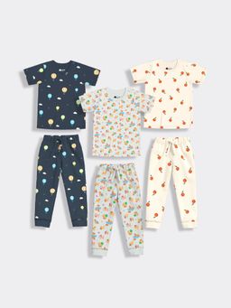 Orange Sugar - Half Sleeves T-Shirt & Joggers Hot Air Furry & Orange (Set of 3)