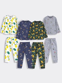Orange Sugar - Full Sleeves T-Shirt & Joggers Space Lemon Penguin & Cheetah (Set of 4)