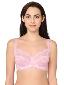 Wacoal - India Essential Lace Non-padded Wired Medium Coverage 3/4th Cup Fashion Bra Pink