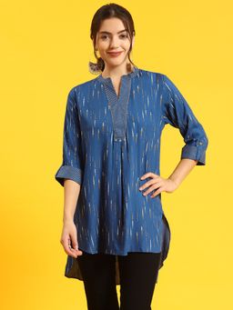 Shree - Women Rayon Blue Printed Tunic