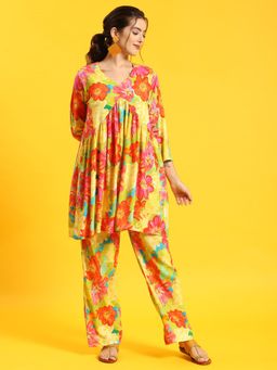 Shree - Women Rayon Multicolor Floral Print Co-Ord (Set Of 2)