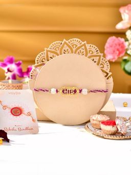 Voylla - Purple Bhai Rakhi With Roli Chawal And Card For Brother (Set of 3)