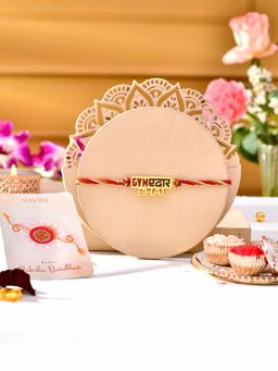 Voylla - Gemedar Bhai Rakhi With Roli Chawal And Card For Brother (Set of 3)