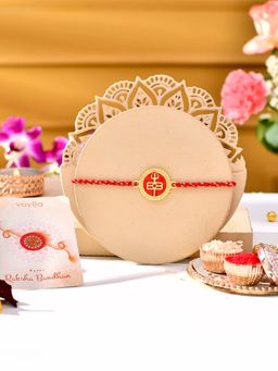 Voylla - Red Enamel Rudra Tilaka With Roli Chawal And Card For Brother (Set of 3)