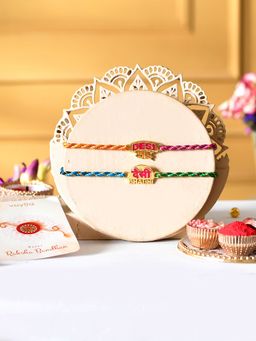 Voylla - Desi Bhai-Bhabhi Thread Rakhi With Roli Chawal And Card (Set of 4)