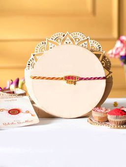 Voylla - Desi Bhai Thread Rakhi With Roli Chawal And Card For Brother (Set of 3)