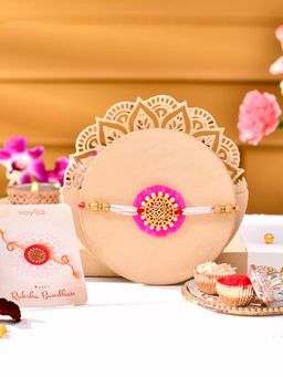 Voylla - Pearl Filigree Rakhi With Roli Chawal And Card For Brother (Set of 3)
