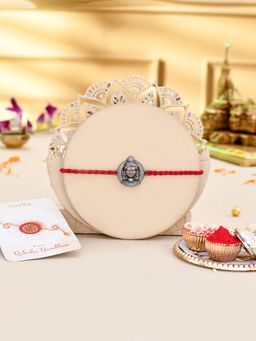 Voylla - Ram Lalla Black Rhodium Rakhi With Roli Chawal And Card (Set of 3)