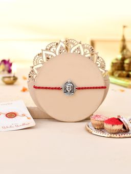 Voylla - Ram Lalla Silver Oxidised Rakhi With Roli Chawal And Card (Set of 3)