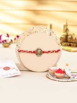 Voylla - Ram Lalla Gold Oxidised Rakhi With Roli Chawal And Card (Set of 3)