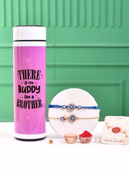 Voylla - Evil Eye Bhaiya Bhabhi Rakhi Bracelet With Roli Chawal & Bottle (Set of 5)