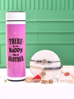 Voylla - Pearls Bhaiya Bhabhi Rakhi Bracelet With Roli Chawal & Led Display Bottle (Set of 5)