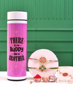 Voylla - Embellished Floral Rakhi With Roli Chawal & Led Display Bottle (Set of 5)