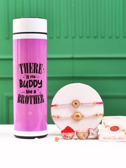 Voylla - Colourful Gems Traditional Rakhi With Roli Chawal & Led Display Bottle (Set of 5)