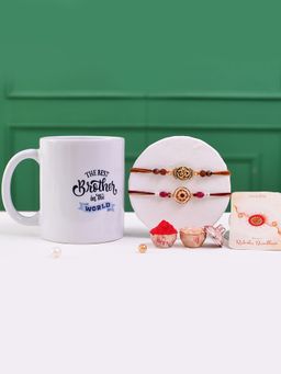 Voylla - Traditional & Divine Rakhi With Roli Chawal & The Best Brother Mug (Set of 5)