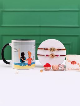 Voylla - Traditional & Divine Rakhi With Roli Chawal & Special Siblings Mug (Set of 5)
