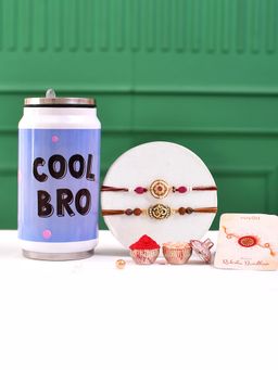 Voylla - Traditional & Divine Thread Rakhi With Roli Chawal & Cool Bro Bottle (Set of 5)