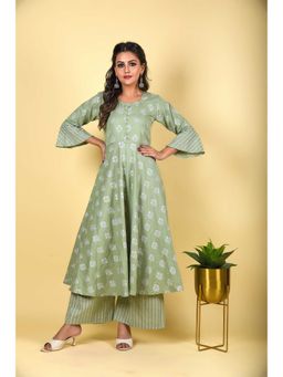 Anastay Clothing - Pistachio Green Bias Empire Cut Anarkali (Set of 2)
