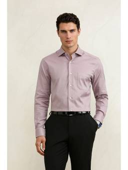 Louis Philippe - Men Mauve Classic Fit Solid Full Sleeves Formal Shirt