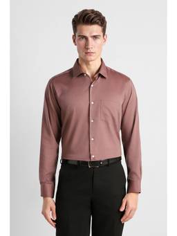 Van Heusen - Men Mauve Custom Fit Solid Full Sleeves Formal Shirt